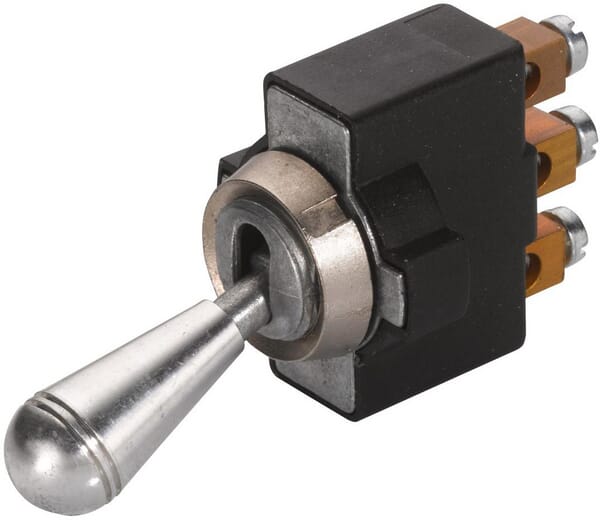 Elektroschalter Wippschalter, S28, 3-polig, Ø 12,5 mm, chrom 6FG002312001