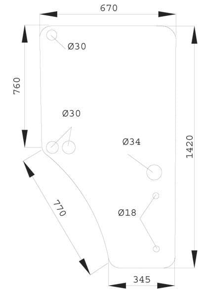Kabine Türscheibe rechts L169103KR