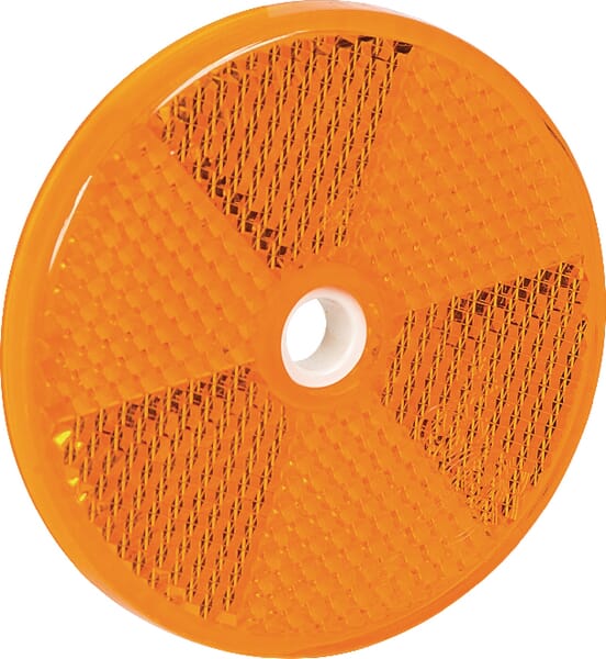 Frontansicht Lemken Rückstrahler gelb mit Loch D60